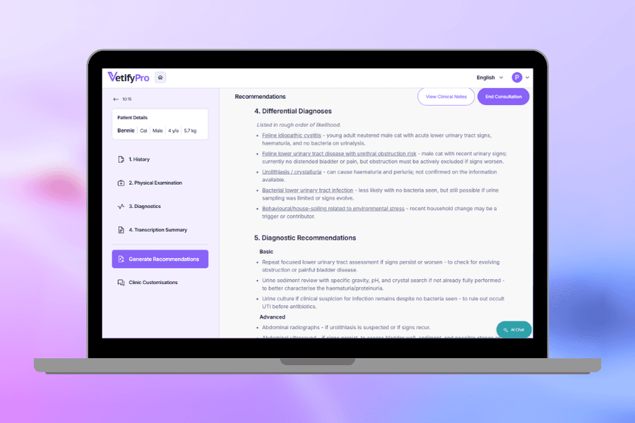 VetifyPro recommendations demo